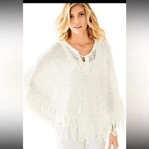 Lilly Pulitzer Val Sweater Poncho White S Elegant White Women's Sweater